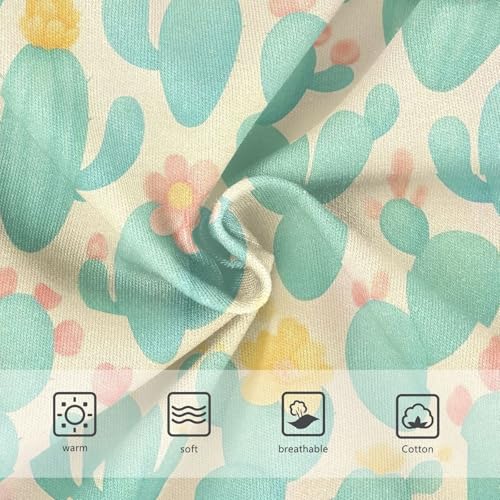 Joisal Cute Green Cactus Light Yellow Girl Panties Cute Toddler Underwear Floral Cotton Print Briefs Undies Kids 2t3