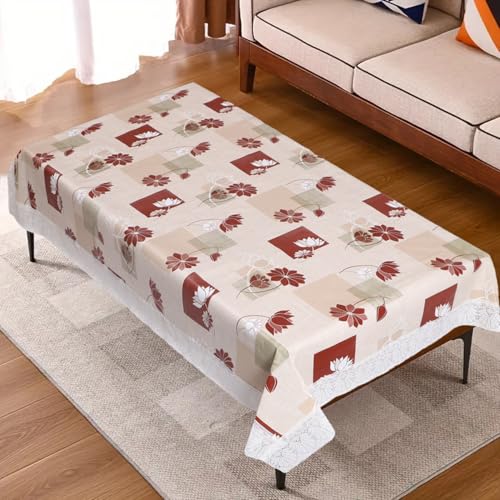 Image of Dakshya Industries PVC Waterproof Center Table Cover 40 x 60 Inch | Rectangle Coffee Table Cover | Spill Proof Oil Resistant Dustproof Heat Resistant Wipe Clean