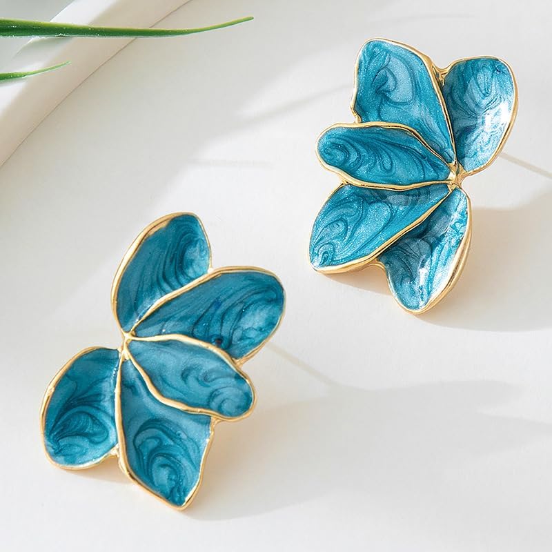 Flower Earrings for Women Irregular Red Pink Petal Earring Big Floral Statement Earrings Fancy Flower Drop Dangle Earring Christmas Spring Trendy Jewelry Accessories - Image 7