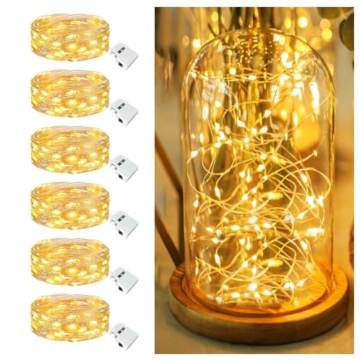 Fairdeer 6 Pack Fairy Lights Battery Operated - 7ft 20 Led Twinkle Lights 3 Modes, Bulk Mini String Lights Waterproof for Mason Jars Vases DIY Party Wedding Decoration Christmas -Warm White