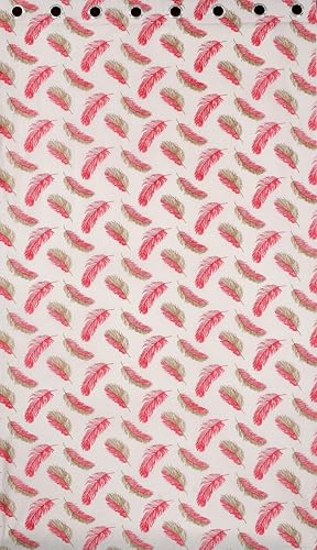 Image of Yarnis Feather Printed Light-Filtering Curtains 8 Feet Long for Door Living Room, Pink, Parda, 1 Piece