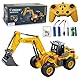 LioMaxi 9 K 1:16 Vierrad-Bagger ferngesteuertes Spielzeug, mit Licht und Sound, Schaufel aus Metall, 2,4 G kabellose Fernbedienung, Digger Traktor, Spielzeug für Kinder, Geschenke für Kinder