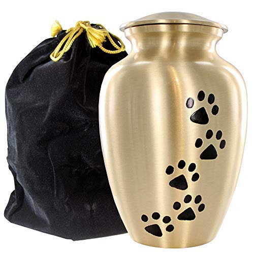 Gold Medium Pet Urn for Dogs Ashes – A Loving Resting Place for Your Special Dog or Cat – for Medium Pets up to 42 Pounds