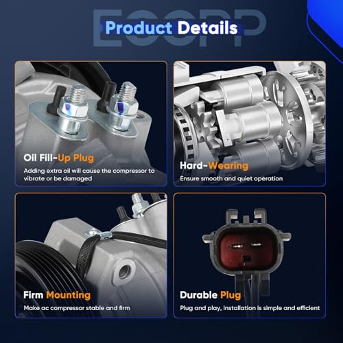 Image of ECCPP AC Compressor with Clutch Fit for Jeep TJ for Jeep Wrangler L4 2.4L 2003 2004 2005 2006 Air Conditioning Compressor