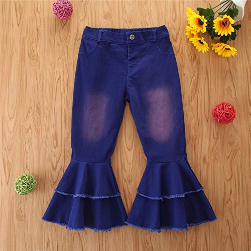 Teen Girls Casual Denim Pants Ruffle Flare Crossover Waisted Stretch Jeans Solid Teen Clothing for Girls 14-16 Trendy2