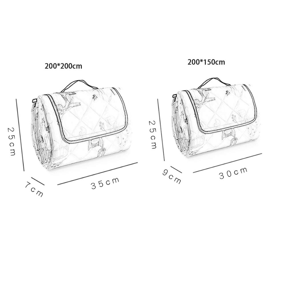 Coperta da Picnic a Scacchi Extra Grande Materassino da Campeggio Impermeabile Anti Sabbia Trapuntato Imbottito Pieghevole Portatile Tappeto Spesso con Manico per Spiaggia Viaggio Giardino (Rosso)