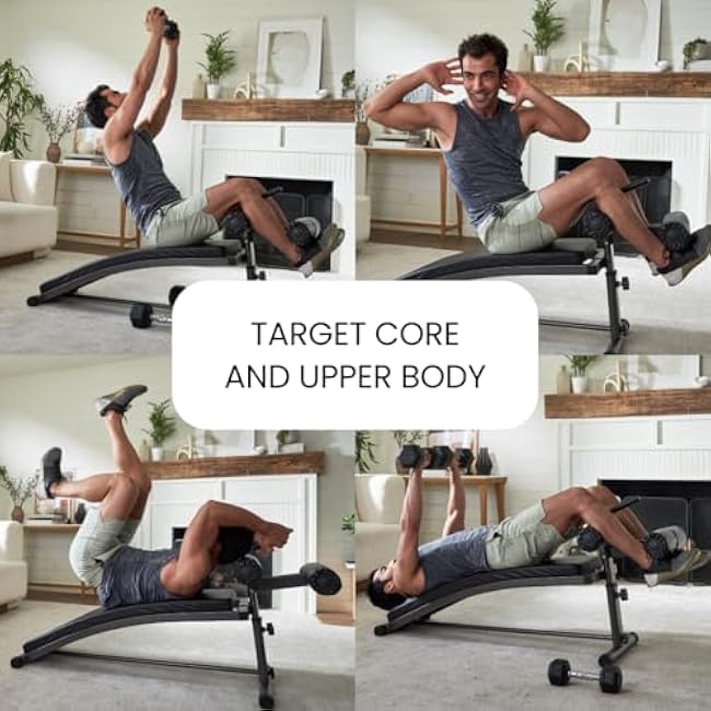 Finer Form Gym-Quality Sit Up Bench with Reverse Crunch Handle - Curved Ab Workout Bench for Your Home Gym. More Effective than an Ab Machine or Ab Roller. Get Abdominal Weight Bench for Decline Bench Press Right in Your Home Gym.
