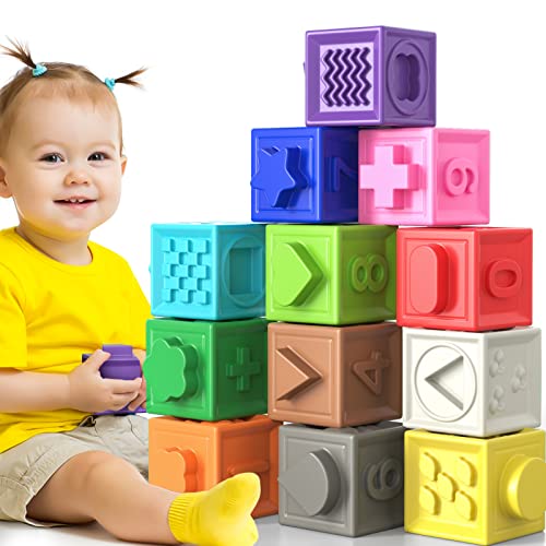 Eppo 12Pcs Baby Blocks Soft Building Blocks For Baby Toys Montessori Sensory Infant Bath Toysteethers Toy For Toddlers Babies 6 9 Month 1 2 3Year Old Up #TOP18