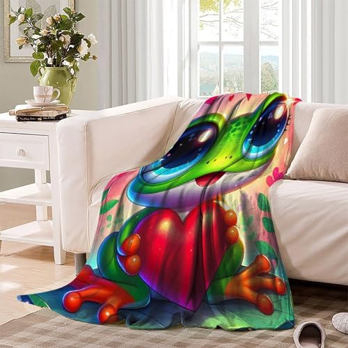 Couverture en peluche grenouille 3D plaid microfibre chaude et douce 127x152cm