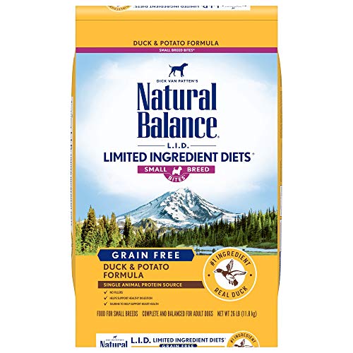 Natural Balance L.I.D. Limited Ingredient Diets Small Breed Bites Dry Dog Food, Duck & Potato Formula, 26 Pounds