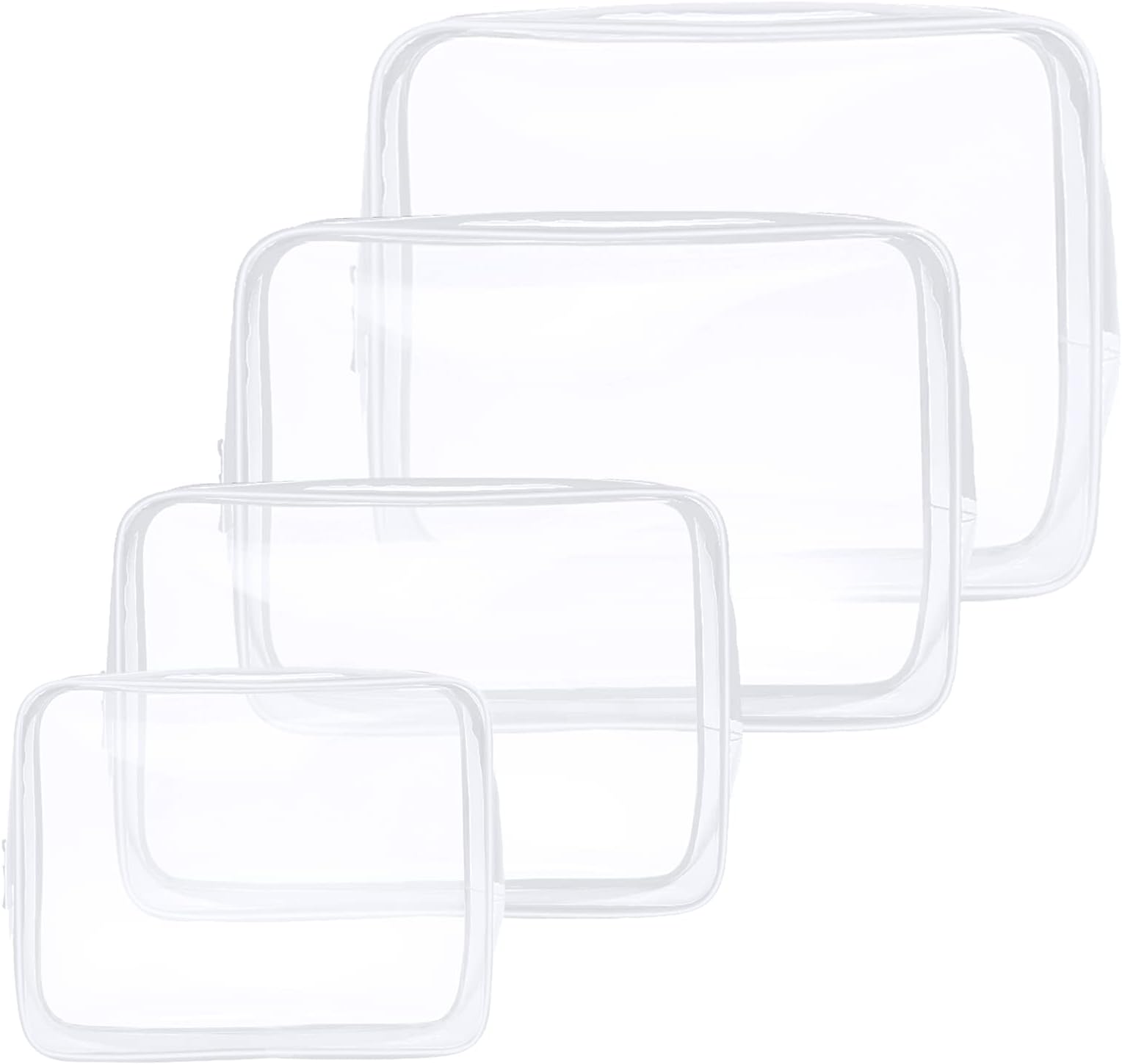 Aucuu Clear Toiletries Bag, 4 Pack PVC Waterproof Toiletries Carry Pouch, TSA Approved Travel Toiletry Bag with Zipper, Multi-Size Cosmetic Makeup Bags for Women and Kids - Travel Business