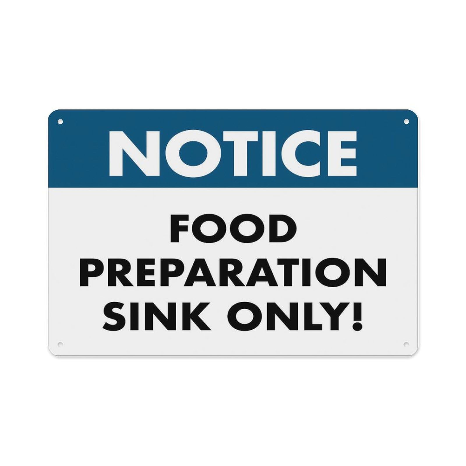 peiyeety Notice Food Preparation Sink Only Sign Aluminum Tin Warning Signs for Home Outdoor Garden 12X16 Inches
