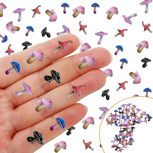 100 Pcs mini Resin Mushroom for Crafts Dollhouse Tiny Resin Animals Mushroom Decorations Tiny Things for Dollhouse Fairy Garden Micro Landscaping Decoration