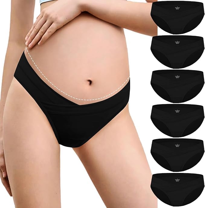 Briyat Umstandsunterhosen Damen Umstandsmode Baumwolle für Schwangerschaft und Wochenbett weich atmungsaktiv 6er Pack Postpartum Slip