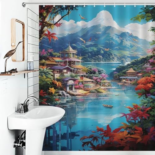 Rideau de douche tissu 152x183 imperméable avec 12 crochets - 6
