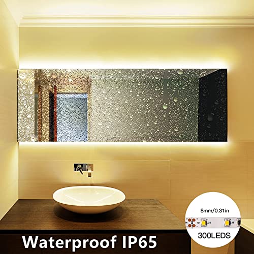 DeepDream LED Strip 5M, Wasserdicht Warmweiß 3000K LED Streifen, 12V Selbstklebend, LED Band Lichtband Mit Netzteil für Innen Heim Küche Deko