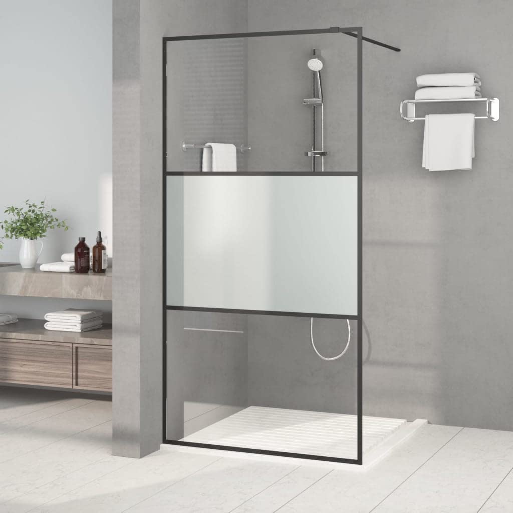 Mampara de Ducha Vidrio ESG semiesmerilado Negro 100x195 cm, Mampara Bañera, Mampara Baño Ducha, Cabina De Ducha, Mampara Baño 152107