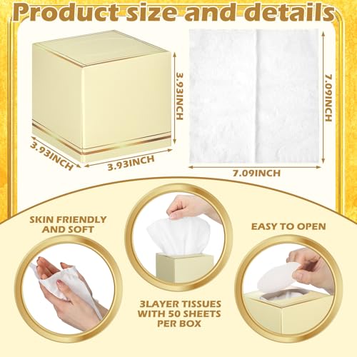 Image of Fourluoo 12 Pack Facial Tissues Cube Boxes Face Box 600 Sheets 3 Ply Soft Paper Square Tissues Bulk for Car Pocket Toilet Household Bedroom Family (Macaron Colors)