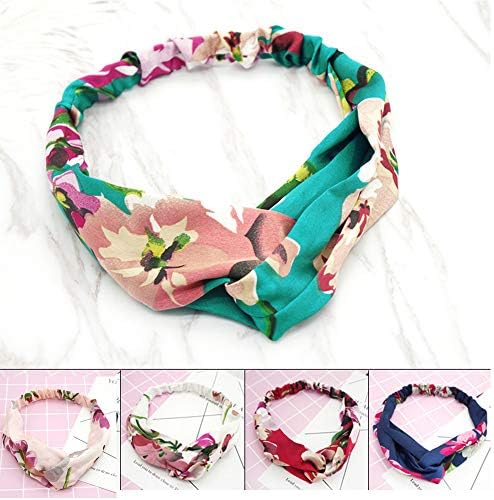 5 Packs Women Elastic Hairbands Head Band Yoga Headbands Head Wrap Hair Accessories(Flower)