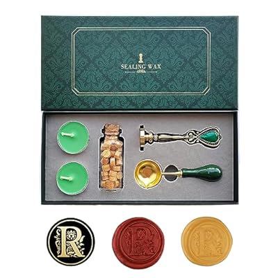 Letras de fantasía R Sello de Cera Sello Set, AMTOL estilo europeo Sello de Cera Sello Kit Caja de Regalo Set, Vintage Personalizado Sello de Cera Sello para Carta Tarjetas Invitaciones (R) | Ya disponible en tu tienda friki favorita! En mundofriki.es!