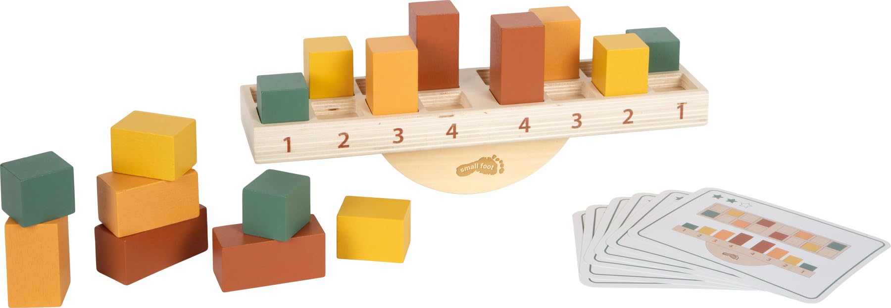 small foot Montessori Balance Game, 100% FSC-certified wood, 16 colour blocks, templates, seesaw, for ages 3+ yrs, 12745