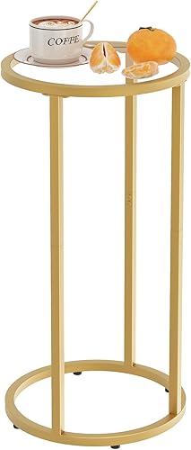 Easy Paws Mesa auxiliar de mesa C, pequeña bandeja redonda para sofá, mesa de aperitivos para sala de estar, dormitorio, mesa de café decorativa,