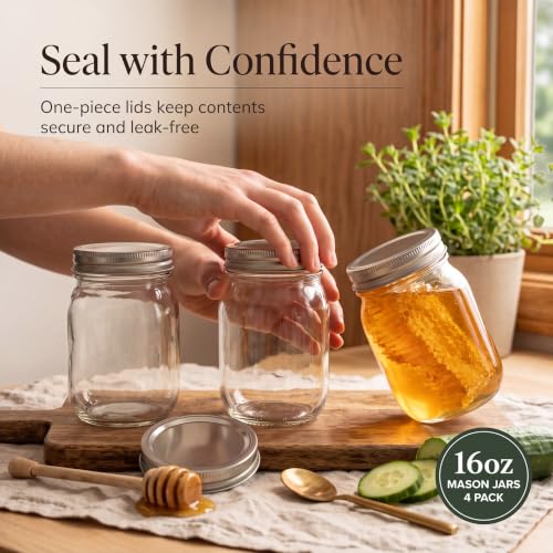 YINGERHUAN 16 oz Mason Jars