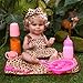 BABESIDE 11-Piece Baby Doll Clothes & Accessories for 10-12 Inch Dolls - Feeding Set with Carry Bag, Bottles, Tableware, Outfits for Newborn Girl (Leopard Pattern)