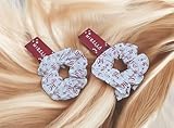 2er Set Mibella Beauty Weihnachts-Scrunchies, Ho Ho Ho Design, Festlicher Haarschmuck in Weiß-Rot, 2 Stück - 24763