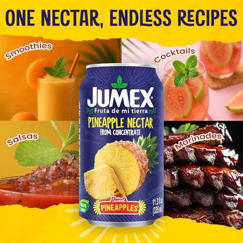 Image of Jumex Pineapple Juice Nectar - Made with Fresh Fruit Puree from Concentrate for Tropical Fruit Smoothie Mix, Cocktail Mixers & Kids Drinks & Beverages - 11.3oz, 120 Pack Pineapple Juice Cans
