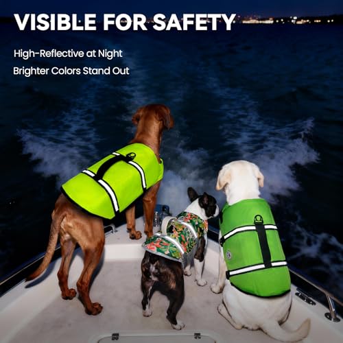 VIVAGLORY Rip Stop Schwimmweste Hund, Hundeschwimmweste, Schwimmhilfe & Auftrieb, Rettungsweste Hund für Bootfahren, S, Neon-Gelb