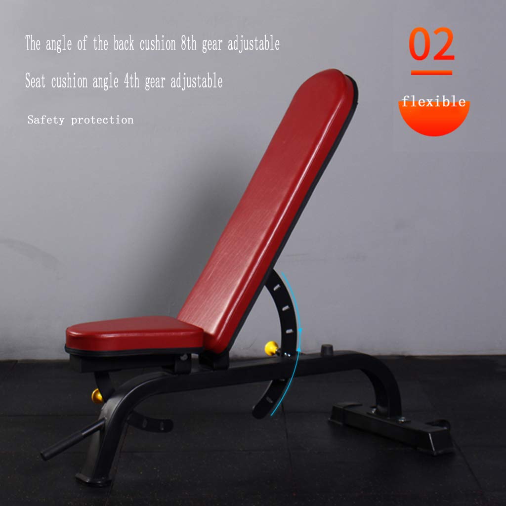 N / A Panche pesiPanca con Manubri, Panca per Palestra Regolabile, Panca per Pesi Pressa, con Comodo Rullo Mobile, Rosso