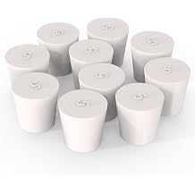 XCD Solid Rubber Stoppers 10-Pack, 5# Dia. 22.8 mm/0.90" x 29 mm/1.14", Length 29 mm/1.14" White Tapered Lab Seal Rubber Stoppers Fits Most 100 ml Erlenmeyer Flask with Non-Standard Mouth