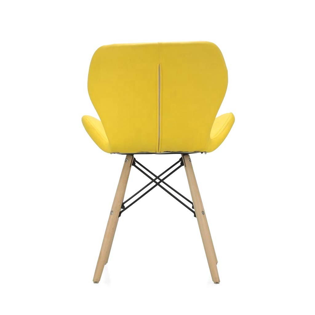 Durable Heavy-Duty Dining Chair with Padded Seat & Solid Wood Legs | Modern Comfortable Seating for Home, Cafeteria, Restaurant & Bar | Yellow 3