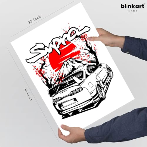Image of BLINKART Toyota Supra MK4Car Posters Sticker Gift Items for Boys Room Wall Decor || Comes with Double-Sided Tape|| Decoration Bedroom Living Room Office Studio Decor | 12x18 In (A3) - CAR-281