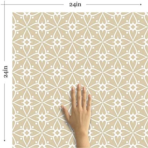 Walls By Me Peel and Stick Beige Damask Basic Removable Wallpaper 0381-2ft x 4ft (61x122cm)