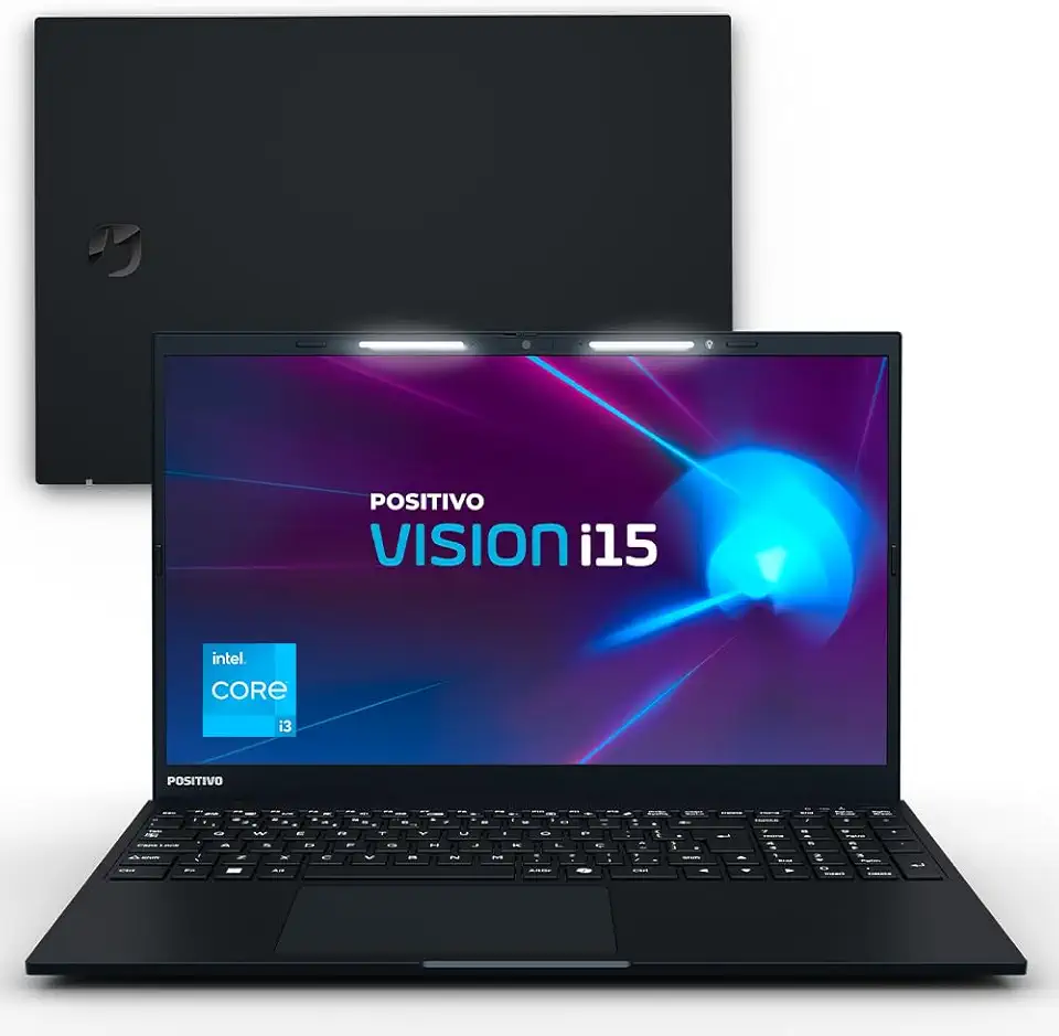 Notebook Positivo Vision i15 Lumina Bar Core i3-N300 8GB 512GB SSD, Tela 15 polegadas Full HD Antirreflexo Linux - Preto