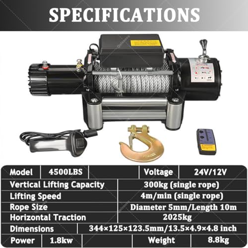 Elektryczna wciągarka linowa 3000/3500/4000/4500/6000 lbs, wciągarka stalowa 12 V/24 V, wciągarka ratunkowa łącznie z oknem linowym, zdalnym sterowaniem radiowym/ręcznym do SUV, ciężarówek i