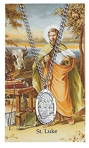 St Luke Prayer Card With Medal Saint Catholic Christian Pendant Charm Patron2