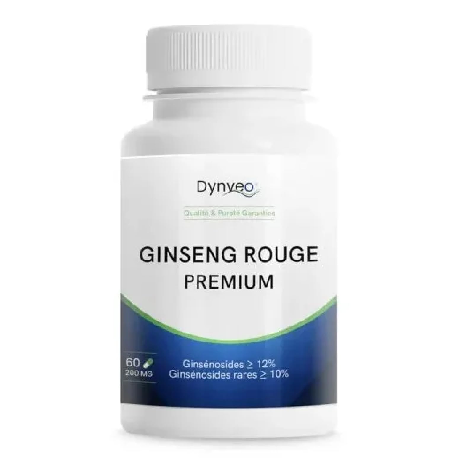 Ginseng Rouge Premium 200 mg - Haute Concentration - Ginsénosides 10% & Ginsans 6% - Vitalité, Énergie, Endurance, Fonctions Cognitives - Pureté & Qualité Optimales - 60 Gélules (1 à 2 Mois) - Dynveo