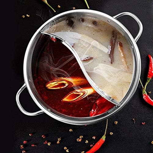 Odoukey Yuanyang Hot Pot with Divider Stainless Steel Pot for Electric Induction Cooktop Gas Stove,31 Cm