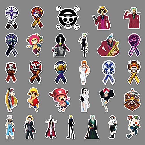 Lot de 106 autocollants One Piece de dessin animé japonais en vinyle pour ordinateur portable, bouteille d'eau, vélo, ordinateur, skateboard, pare-chocs, moto, bagages – vue 3