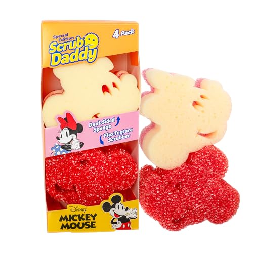 Scrub Daddy Mickey & Minnie Mouse Dish Sponges - Includes 2 Scrub Daddy Kitchen Sponges & 2 Scrub Mommy Dish Scrubbers - Dual-Sided Odor-Resistant & Scratch-Free - Special Edition Set (4 Count)