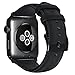 Produktbild GOOYIN Armband Kompatibel mit Apple Watch 42mm 44mm 45mm Series 7 6 5 4 3 2 1 Armbänder High-End Lederarmband Retro Leder Ersatzarmband Klassische Ersatz Uhrenarmband Zubehör für iWatch SE Schwarz