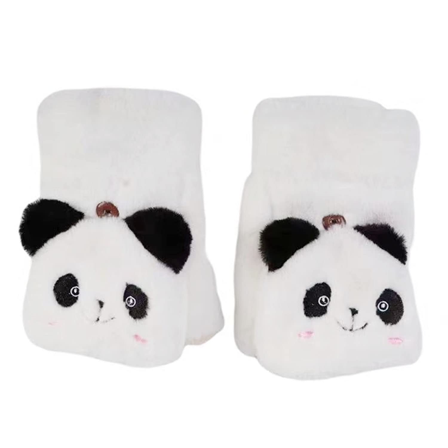 FaxiantherGirls Cycling Gloves Women Winter Warm Running Fingerless Gloves Thick Plush Half Finger Mittens Glove Lovely Cartoon Panda Gloves Convertible Flip Mitten Gloves
