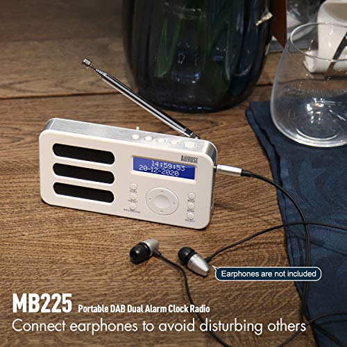 Draagbare radio met DAB+/DAB/FM RDS- August MB225 - functie 40 voorinstellingen digitale radio wekker stereo/mono digitale radio met slaaptimer dubbel alarm snooze en oplaadbare batterij audio-aansluiting - Image 7