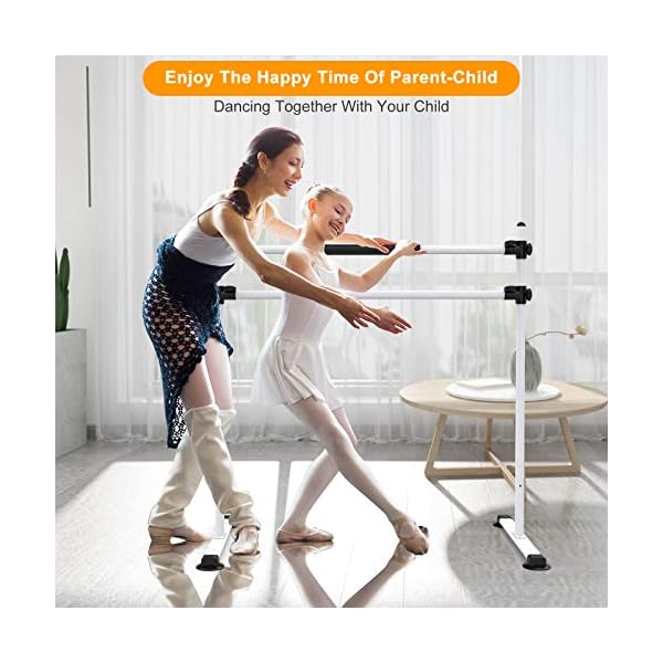 Segteckric Portable Dance Ballet-Barre Bar for Home - 4ft Upgraded Adjustable Freestanding Stretching Ballet Double Bar Fitness Exercise Equipment for Kids Women Men (White)