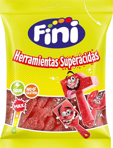 Fini - Golosina Herramientas Súper Ácidas | Bolsa 80g |Chuche Sabor Fresa | Ideales para Eventos, Cumpleaños Halloween o Navidades.