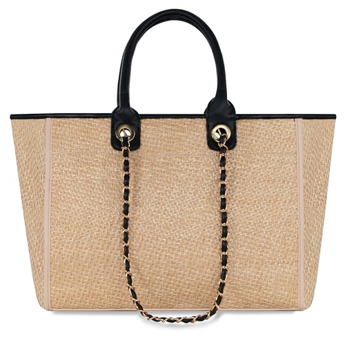 Image of Medium Canvas Tote bag for women Casual Shoulder Work Bag Everything Handbag with Removable Chains