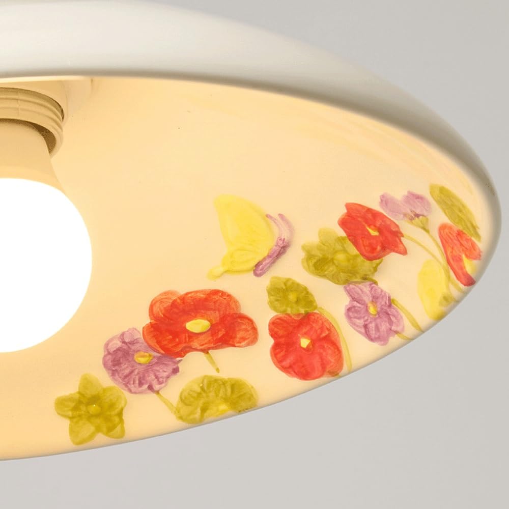 Ceramiczna Sufitowa, Z Drewna Kauczukowego Montowana Na Płasko, Porcelanowa Oprawa W Stylu Mid-Century Modern Z Kwiatowym Wzorem, Wystrój Retro Do Przedpokoju, Balkonu, Szafy, Korytarza, Domu
